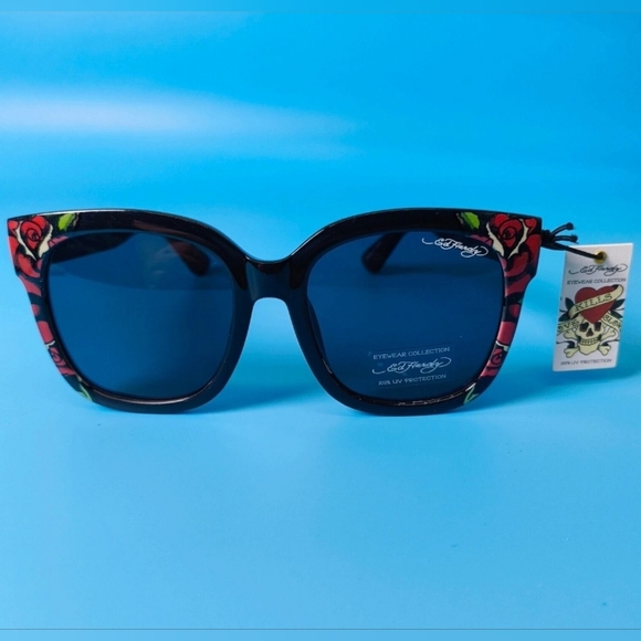 Ed Hardy Love Kills Slowly Collection Sunglasses UV Protective Black w/Roses main image 11